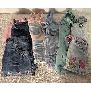 6 pc Girl 12 months lot Gymboree Gap Carters Jean Overalls Dress Skirt